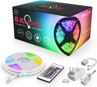 B.K. lumière - Bande LED - Lumières LED de 5 mètres - Éclairage RVB - dimmable - avec télécommande - lumière colorée - autocollante