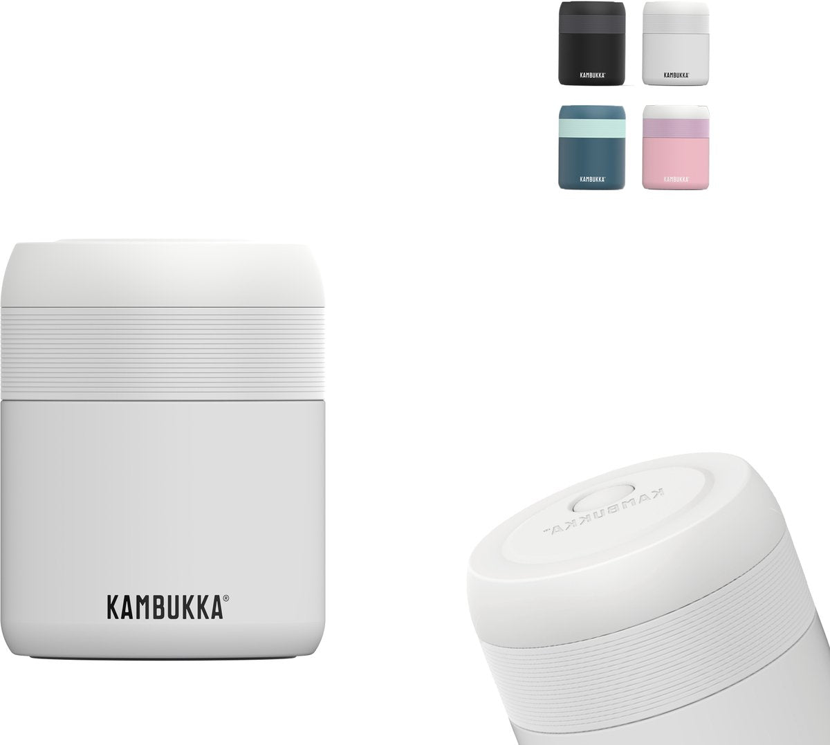 Kambukka bora - lunch box - 600 ml - food container keeps warm for 9 hours 100% leak-proof - chalk white