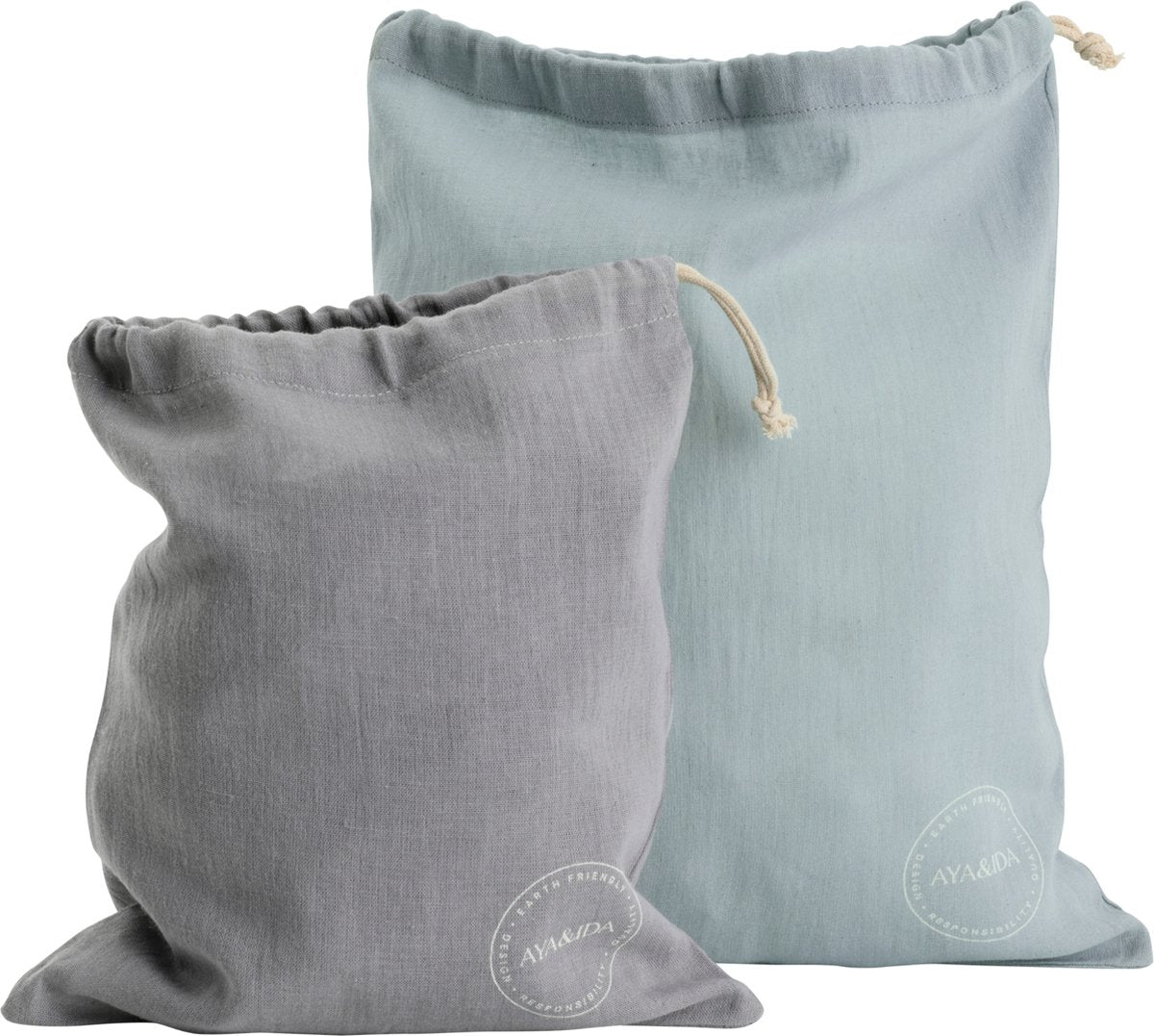 Aya ida aya ida - sacs en coton - sac en coton - boîte à lunch - réutilisable - gris foncé vert menthe