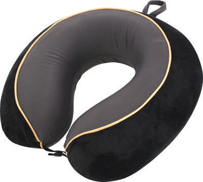 Oreiller cervical Travelsafe de luxe - mousse à mémoire de forme - gris noir