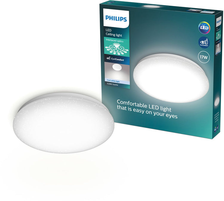 Philips LED Plafonnier Philips Moire - effet pailleté - lumière blanc froid : 4000k - diamètre : 32 cm - 17w - rond - blanc