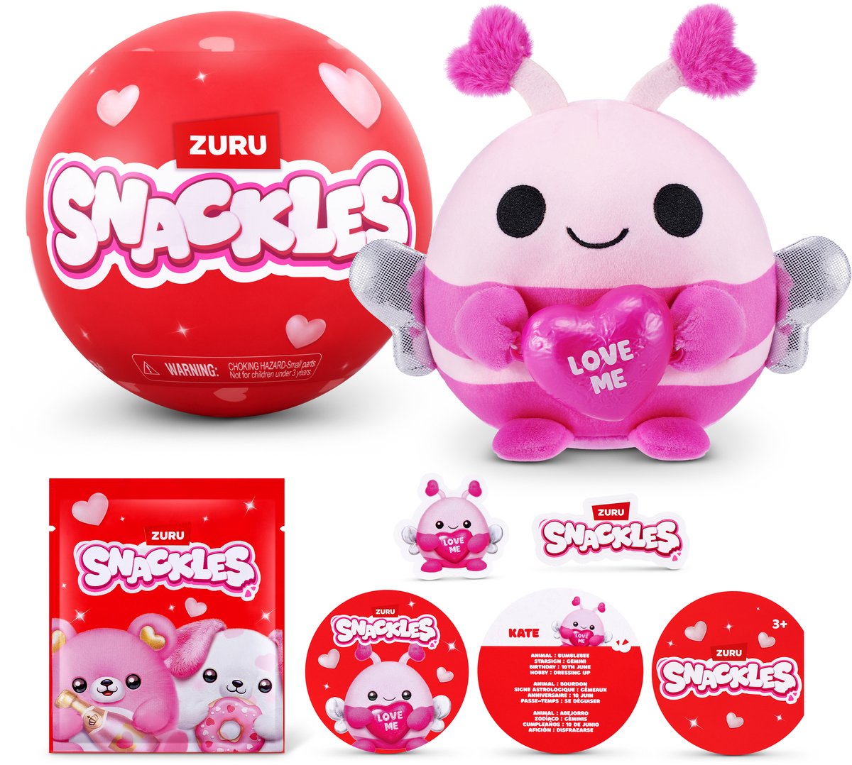 Peluche 5 pouces Snackles édition Saint-Valentin