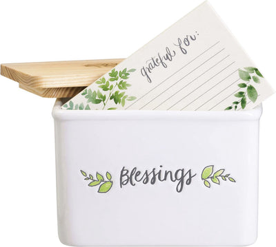 Coffret cadeau Eccolo - boîte de recettes - bénédiction - avec 50 fiches de recettes - incl. couvercle en bois - ec-hc104b