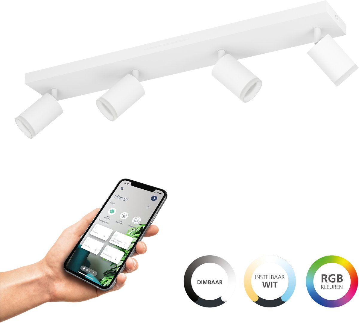 Spot intelligent Eglo connect.z melitello-z - led - 68 cm - blanc - lumière blanche rgb réglable - dimmable - zigbee
