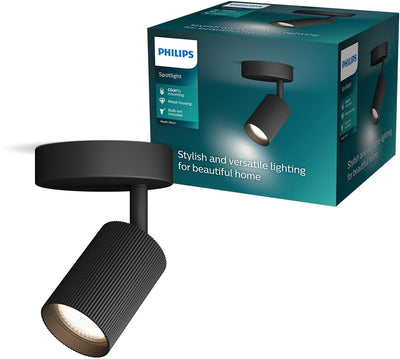 Spot en saillie Philips Wyatt - culot LED Gu10 - orientable - 1 point lumineux - clickfix - noir