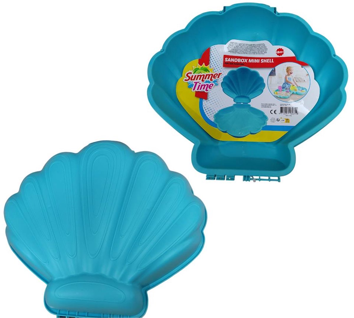 Mini coquille Summertime bleu 45x43x16 cm avec couvercle - coquille de bac à sable - jouets de sable - jouets aquatiques