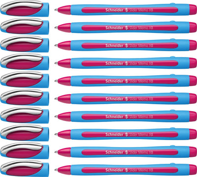 Schneider instruments d'écriture stylo à bille schneider - slider memo - xb - 1,4 mm - rose - 10 pièces - s-150209-10