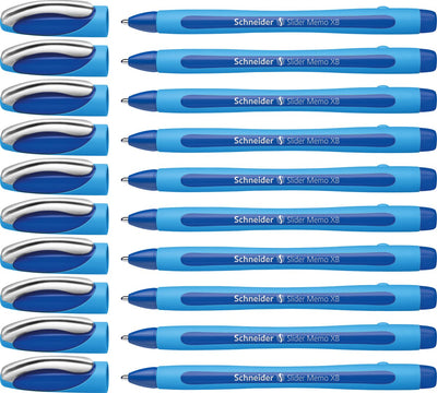 Schneider instruments d'écriture stylo à bille schneider - slider memo - xb - 1,4 mm - bleu - 10 pièces - s-150203-10