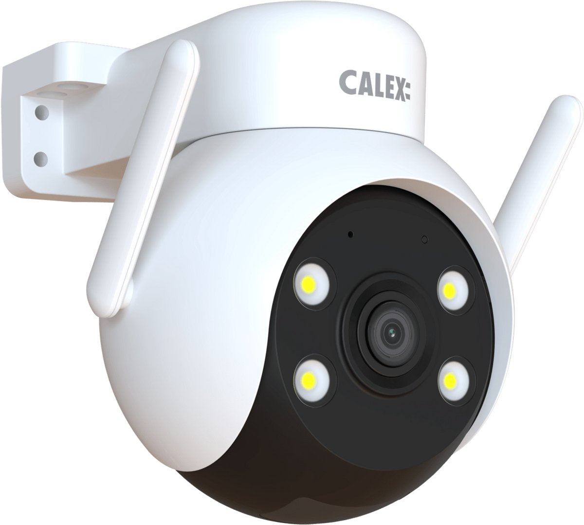 Caméra de sécurité extérieure Calex - 2k - panoramique - caméra de surveillance intelligente avec vision nocturne - détection de mouvement audio 2 voies - blanc