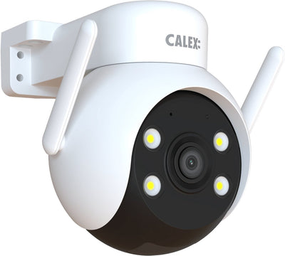 Caméra de sécurité extérieure Calex - 2k - panoramique - caméra de surveillance intelligente avec vision nocturne - détection de mouvement audio 2 voies - blanc