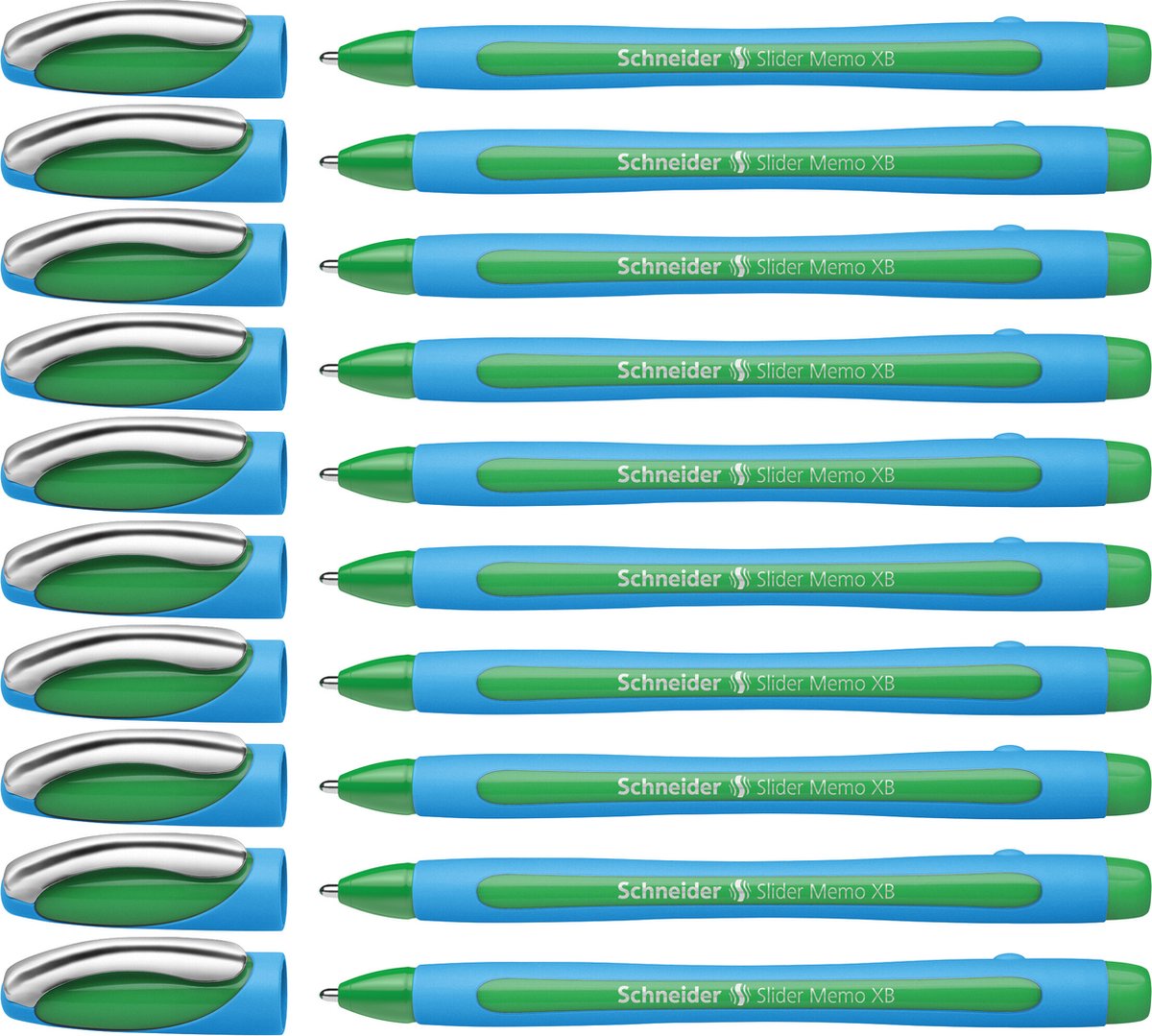 Schneider instruments d'écriture stylo à bille schneider - slider memo - xb - 1,4 mm - vert - 10 pièces - s-150204-10