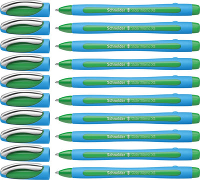 Schneider instruments d'écriture stylo à bille schneider - slider memo - xb - 1,4 mm - vert - 10 pièces - s-150204-10