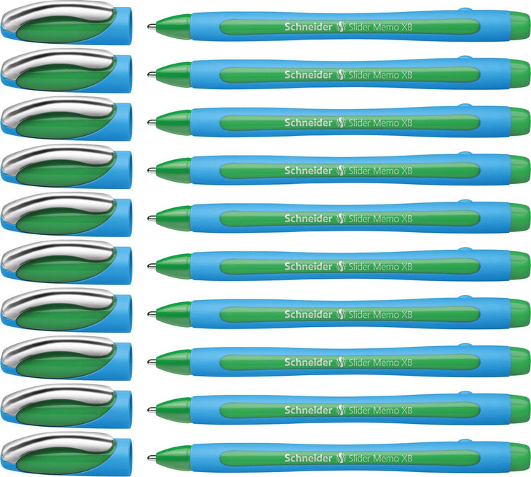 Schneider instruments d'écriture stylo à bille schneider - slider memo - xb - 1,4 mm - vert - 10 pièces - s-150204-10