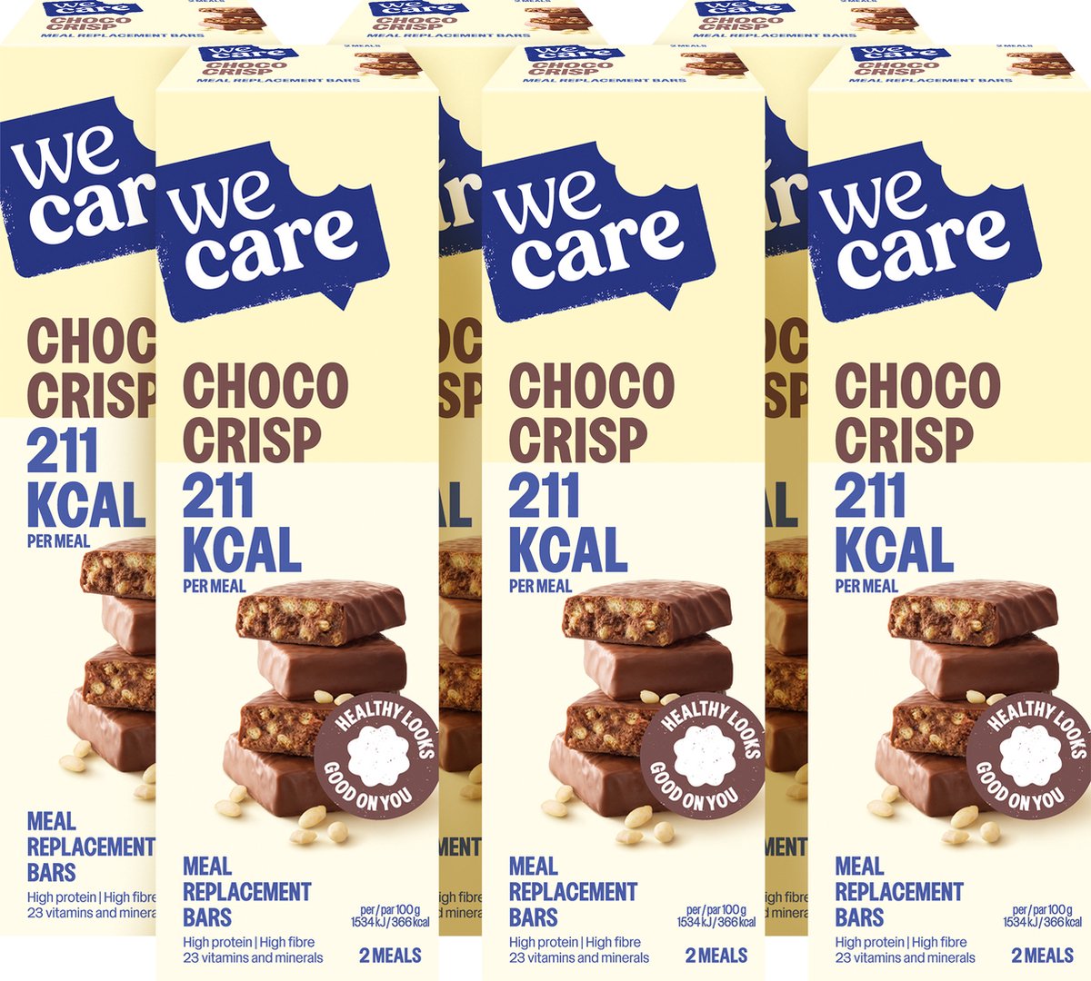 Substitut de repas Wecare - barres - chocolat croustillant - 6 x 120 gr