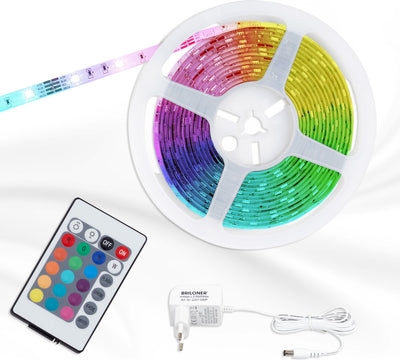 Briloner leuchten - Bande LED 3m, 12 watts, incl. télécommande, RVB, incl. changement de couleur, autocollant, raccourcissable, blanc, 3 000 mm (l), 2267-090p