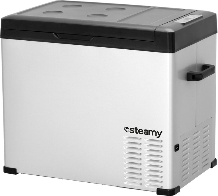 Glacière électrique à compresseur monozone Steamy -e - monozone - 44 litres - 12v et 230v - pour voiture et camping - argent