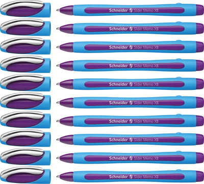 Schneider writing instruments stylo à bille schneider - slider memo - xb - 1,4 mm - violet - 10 pièces - s-150208-10