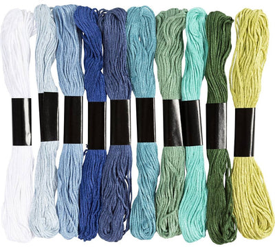 Fil à broder Creativ company, épaisseur 1 mm, harmonie bleu vert, 10x8 m 1 boîte