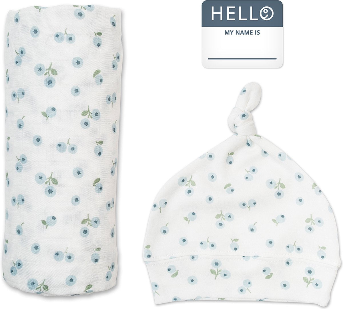 Bonnet d'emmaillotage Lulujo Hello World - myrtille