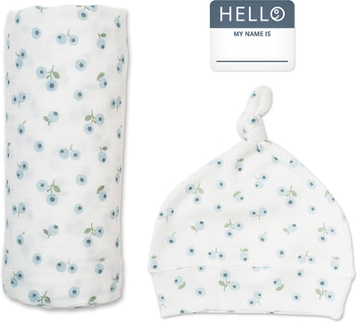 Bonnet d'emmaillotage Lulujo Hello World - myrtille