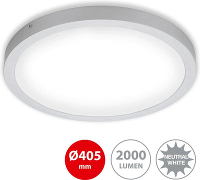 Briloner - Spot LED en saillie - plafonnier, 24,5 watts, 2 400 lumens, 4 000 kelvins, rond, chrome mat