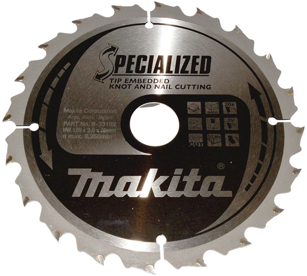 Makita pointe de lame de scie 185x30x2.0 20t 25g - b-33102
