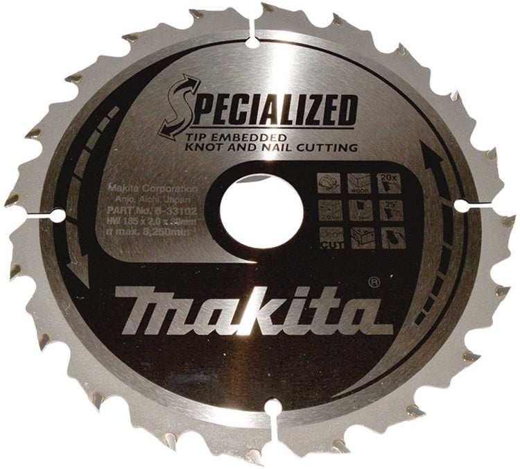 Makita pointe de lame de scie 185x30x2.0 20t 25g - b-33102