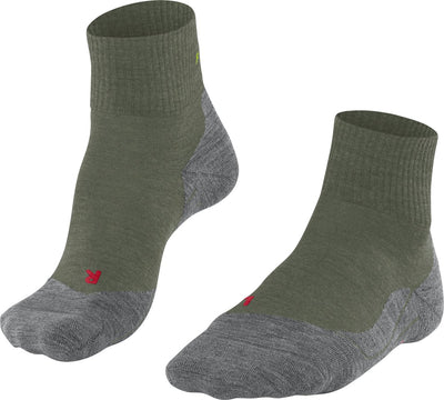 Falke tk5 chaussettes de marche courtes anti-ampoules en laine fine matière fonctionnelle hommes vert - taille 42-43