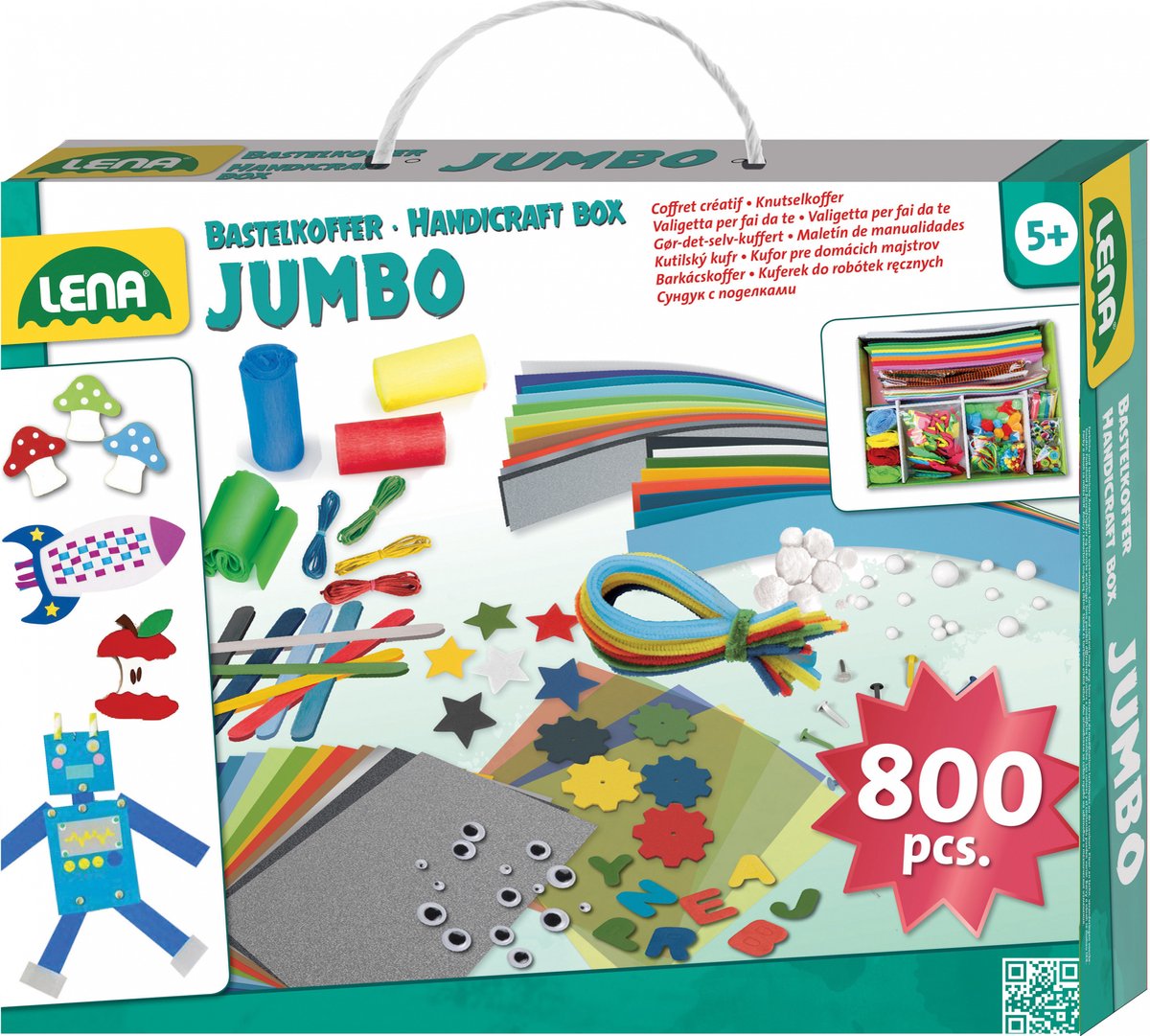 Lena craft set jumbo junior - 35,5 cm - carton turquoise - 800 pièces