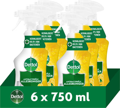 Dettol nettoyant antibactérien tout usage spray citron pétillant 750 ml - 6 pièces - pack économique