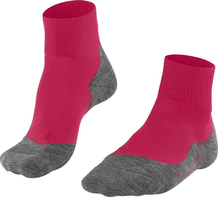 Falke tk5 chaussettes de marche courtes anti-ampoules en laine fine matière fonctionnelle femme rouge - taille 37-38