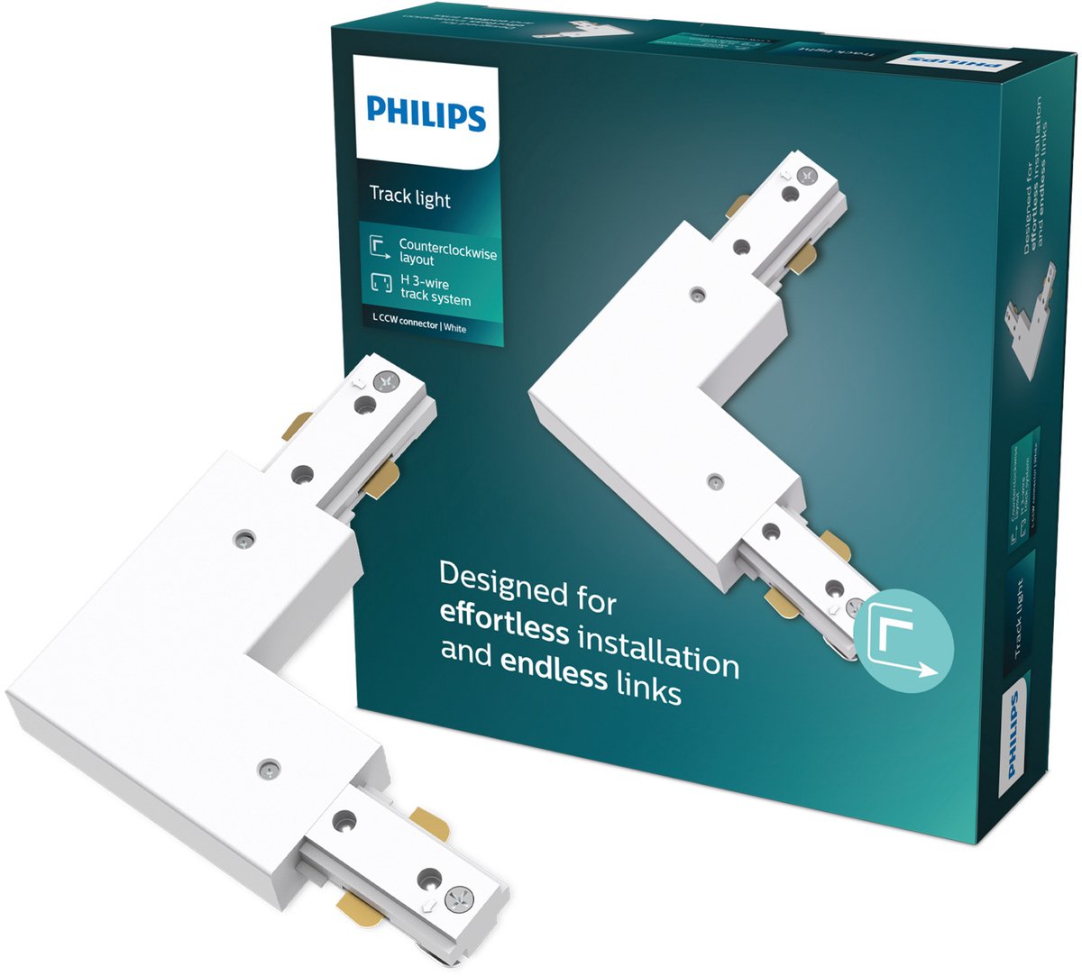 Philips LED Philips EasyLink - connecteur - connecteur en forme de L - coin gauche - blanc - éclairage sur rail