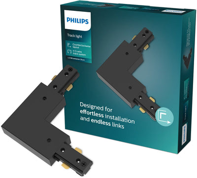 Philips LED Philips EasyLink - connecteur - connecteur en forme de L - coin gauche - noir - éclairage sur rail