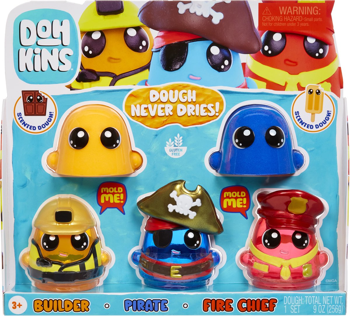 Pack de héros Dohkins avec ouvrier du bâtiment, pirate et chef des pompiers