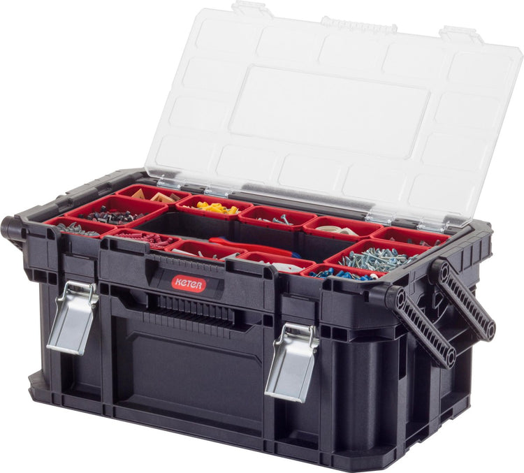 Mallette à outils porte-à-faux Keter connect - 26l - 56,5x31,7x25,1cm - noir