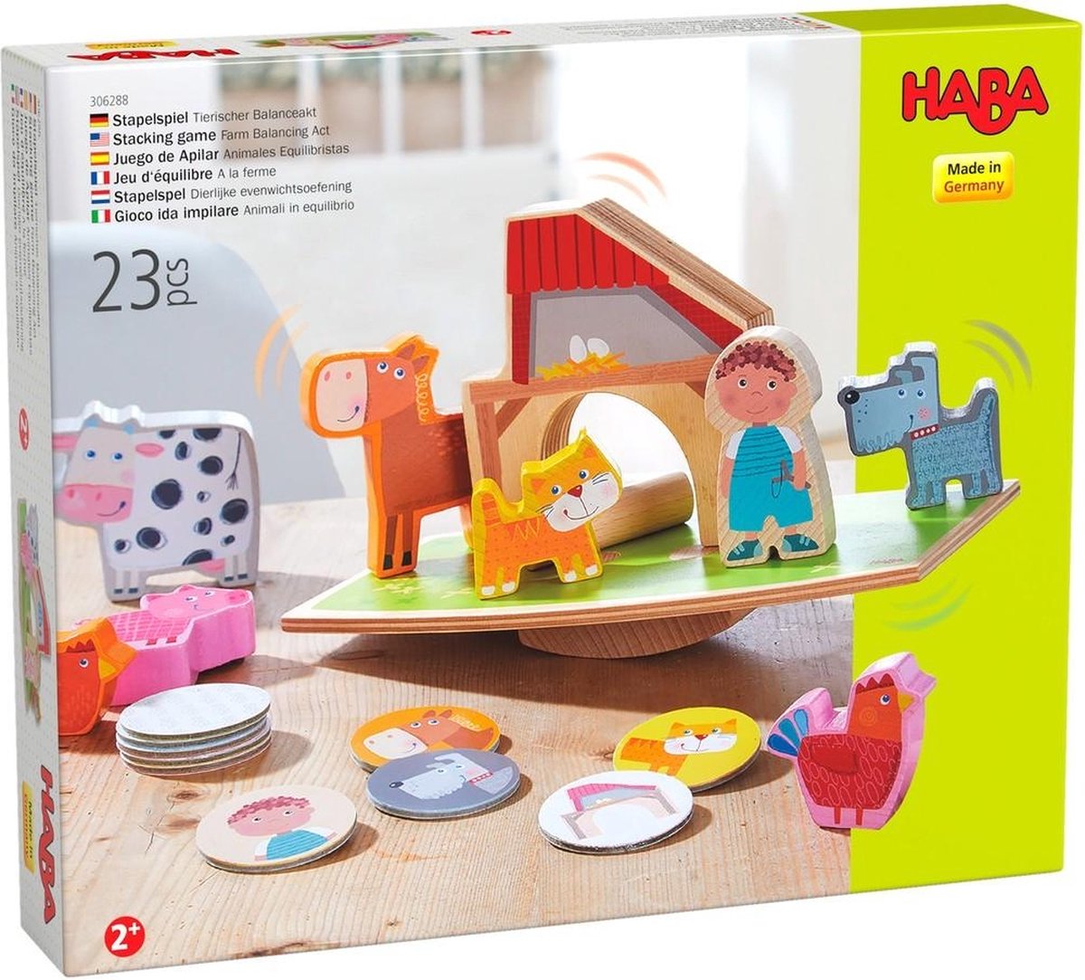 Haba jeu à empiler animal junior 28,8 cm bois marron 23 pièces