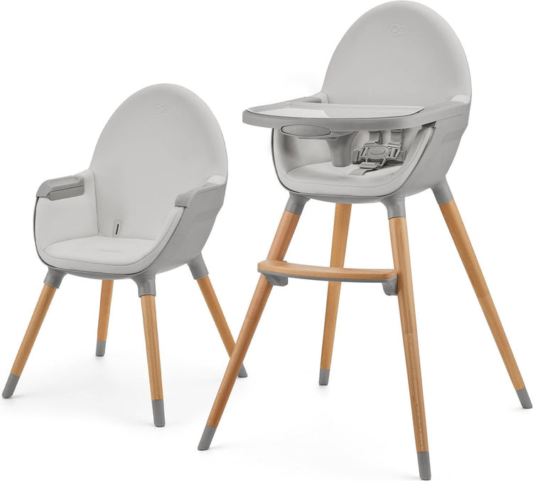 Kinderkraft fini 2 chaise haute 2 en 1 – simili cuir – plateau réglable – fauteuil de jeu – sangles de sécurité – 6 mois à 5 ans – gris