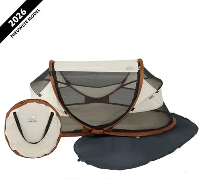 Lit de camping de luxe bébé Deryan - lit de voyage bébé avec matelas - sable