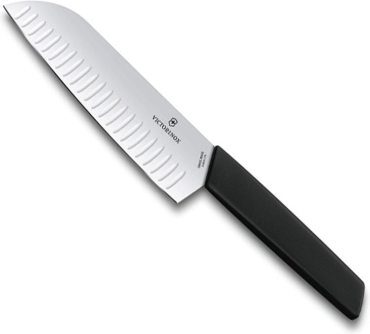 Couteau Santoku suisse moderne Victorinox 17cm - fossettes - noir
