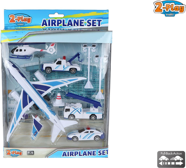 Avion à reculer pour 2 jeux avec 4 véhicules et accessoires