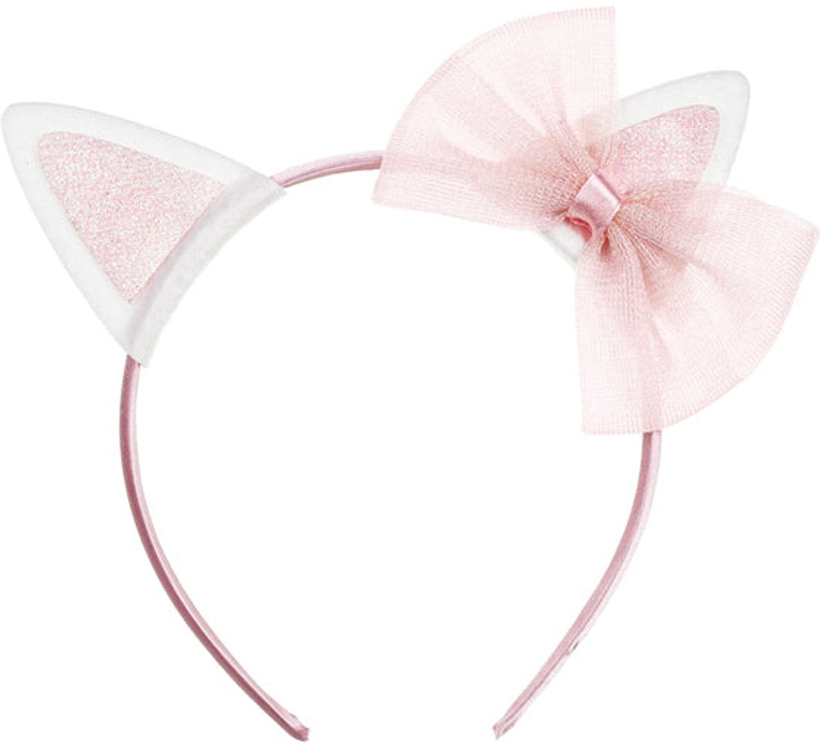 Partydeco bandeau chat avec noeud, rose