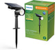 Philips LED Lampe sur pied Philips Ashlyn avec brochette - lampe solaire d'extérieur - lumière blanc chaud 2700k - noir - capteur crépusculaire - énergie solaire