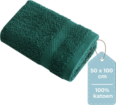 Faire taire. serviette Living Hush Living - par pièce - 50×100 cm - 100% coton - qualité lourde 500g m2 - bordure élégante et boucle de suspension - vert foncé