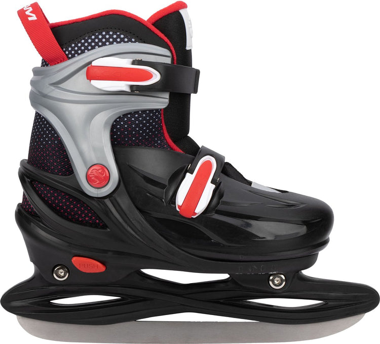 Patin de hockey sur glace Nijdam - botte rigide - réglable - rink raptor - noir rouge - taille 29-32