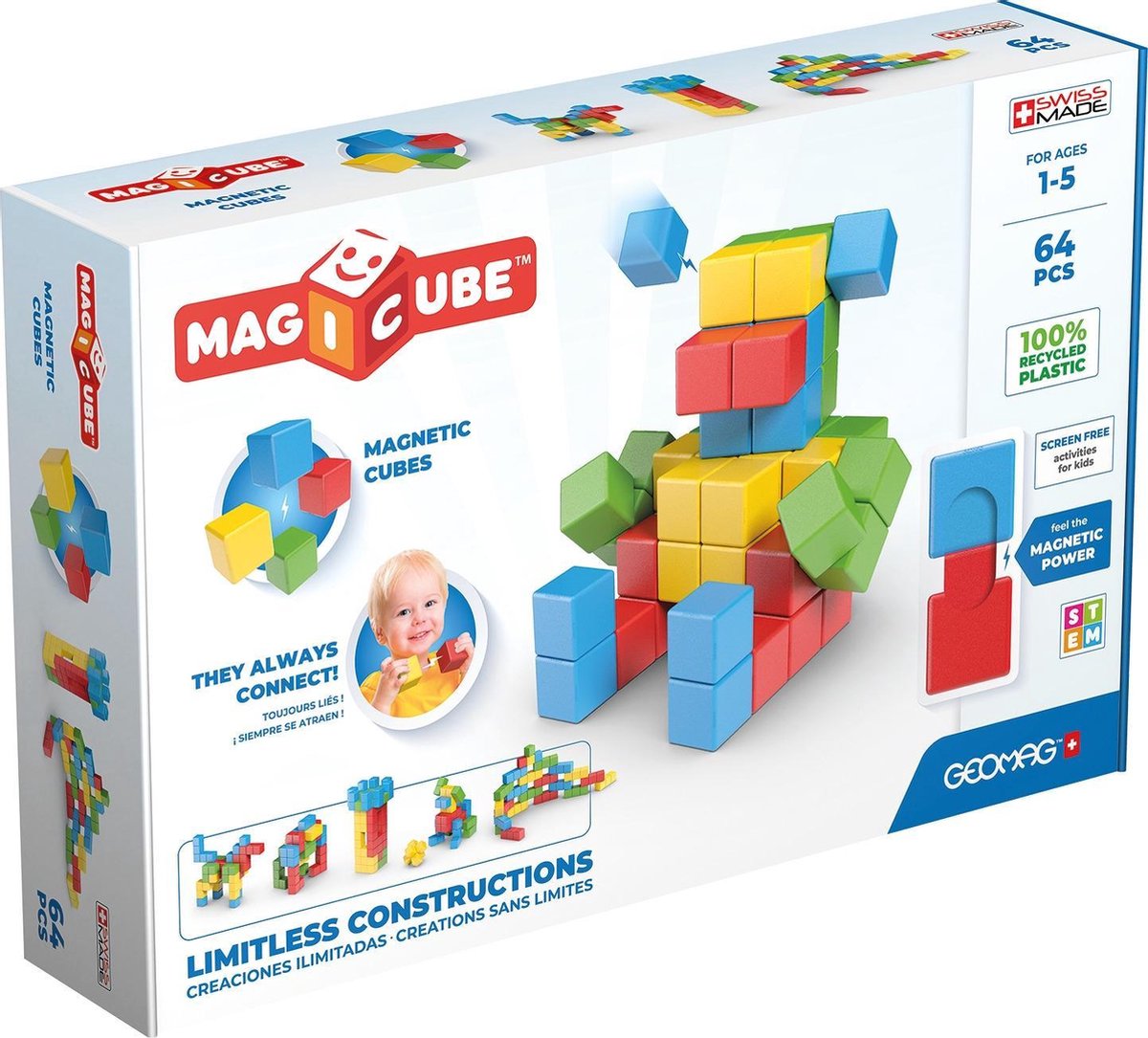 Geomag - magicube polychrome recyclé essayez-moi 64 (1069)
