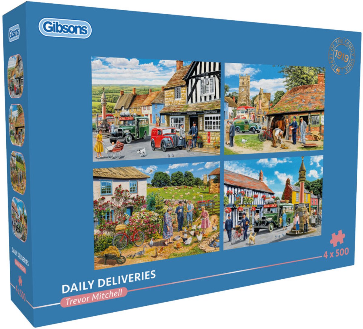 Puzzle Gibsons livraisons quotidiennes 4x500 pièces - villes et villages.