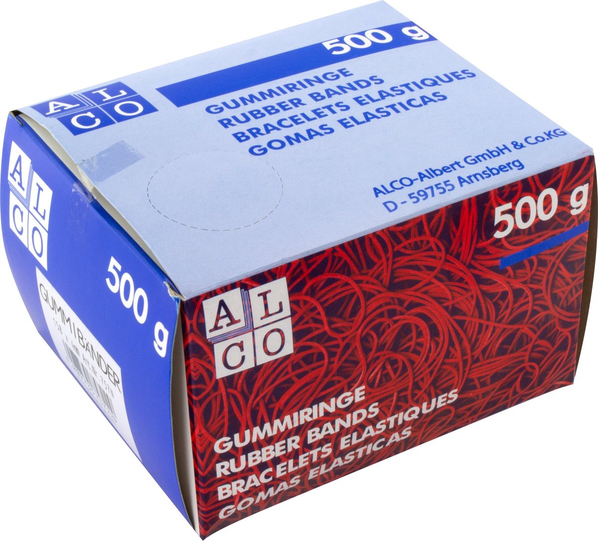 Elastiques Alco 200x6mm 500 grammes en boîte naturel. al-757 2n