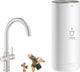 Robinet d'eau bouillante Grohe rouge 3en1 - bec c - chaudière 7l - mitigeur - inox (supersteel)