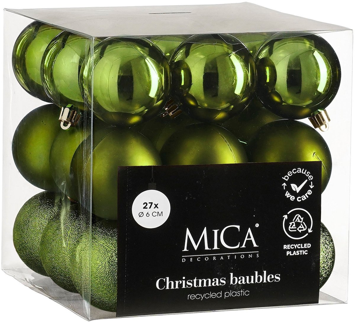 Set de boules de Noël Mica decorations - 27 pièces - ø6 cm - incassable - vert foncé