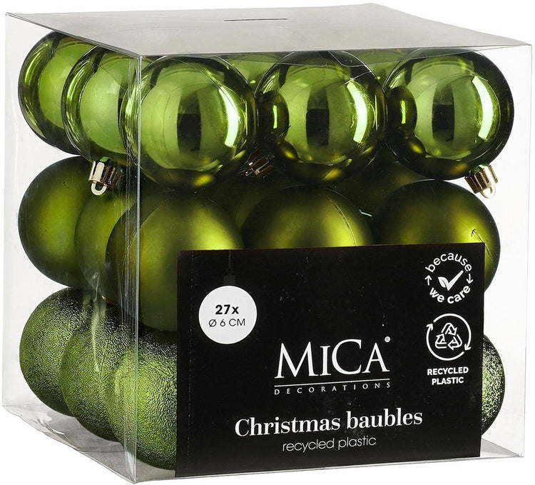 Set de boules de Noël Mica decorations - 27 pièces - ø6 cm - incassable - vert foncé